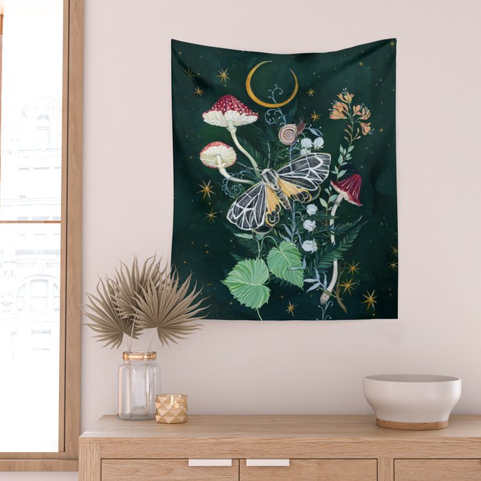 Mushroom night moth Wall Tapestry Gallery Image 2