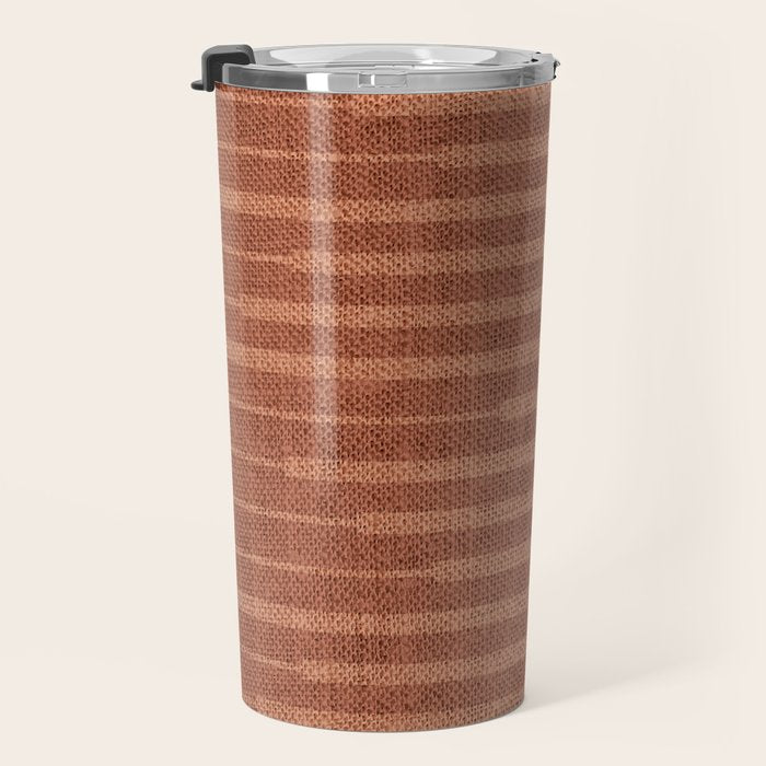 Burnt Orange, Boho Minimalist Stripes Travel Mug Gallery Image 3