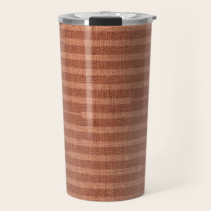 Burnt Orange, Boho Minimalist Stripes Travel Mug Gallery Image 1