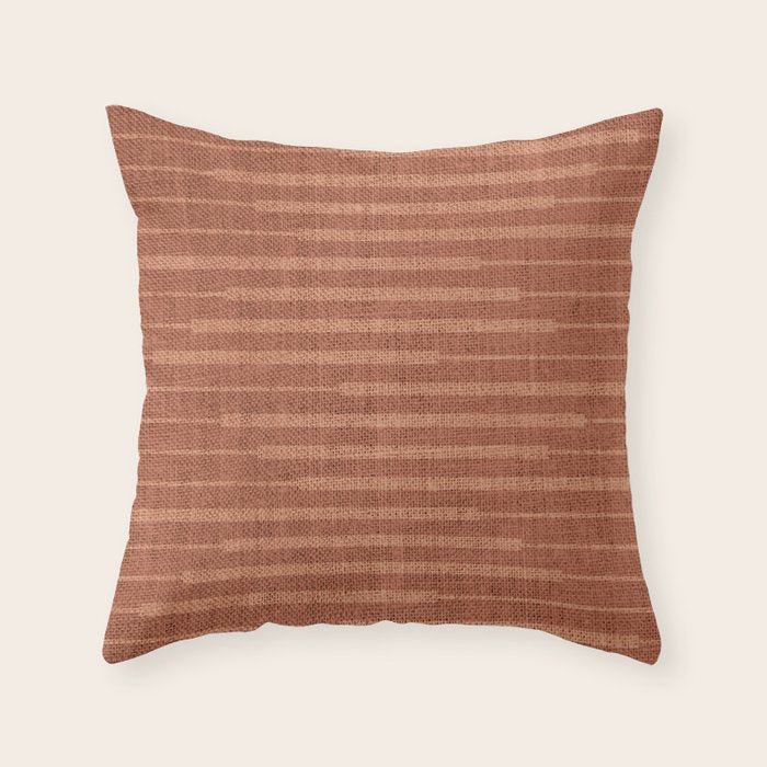 Burnt Orange, Boho Minimalist Stripes Throw Pillow Gallery Image 6