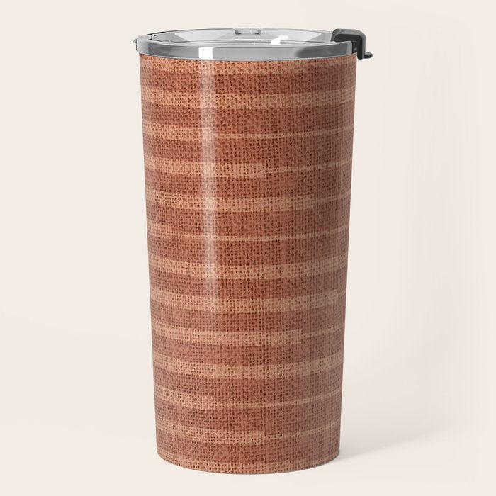 Burnt Orange, Boho Minimalist Stripes Travel Mug Gallery Image 2