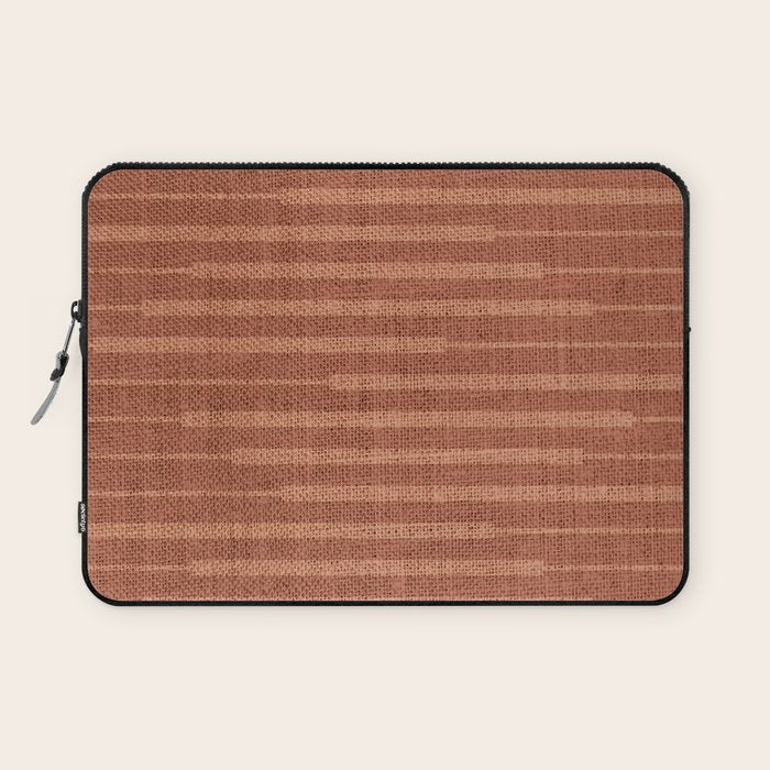 Burnt Orange, Boho Minimalist Stripes Laptop Sleeve Gallery Image 1