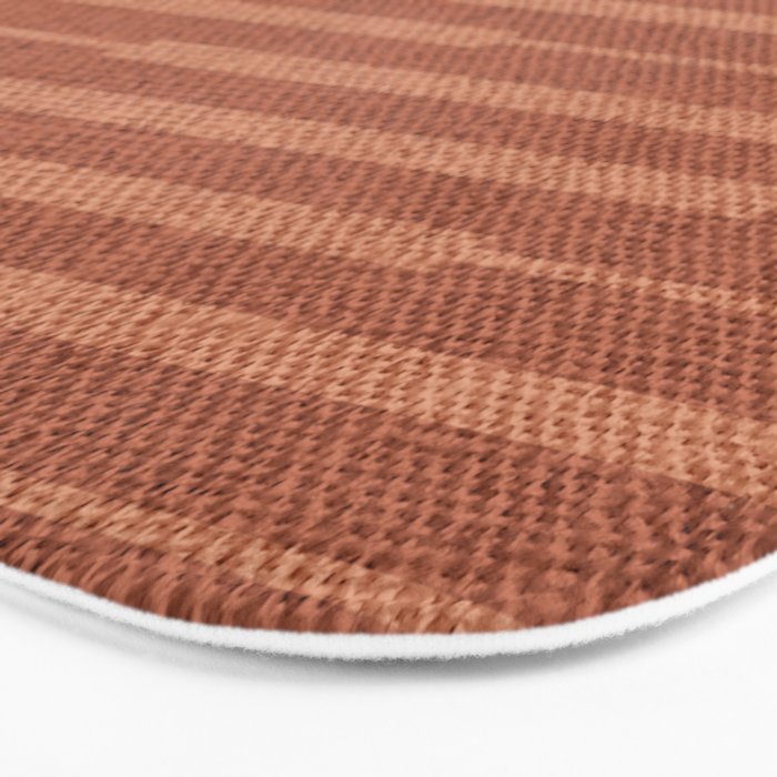 Burnt Orange, Boho Minimalist Stripes Bath Mat Gallery Image 3