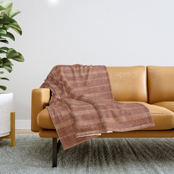 Burnt Orange, Boho Minimalist Stripes Throw Blanket Gallery Image 1