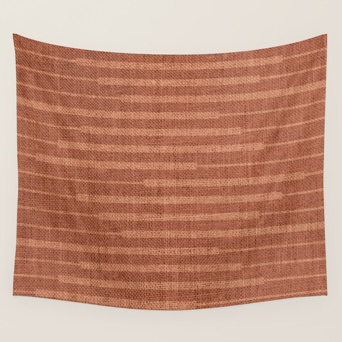 Burnt Orange, Boho Minimalist Stripes Wall Tapestry Gallery Image 4