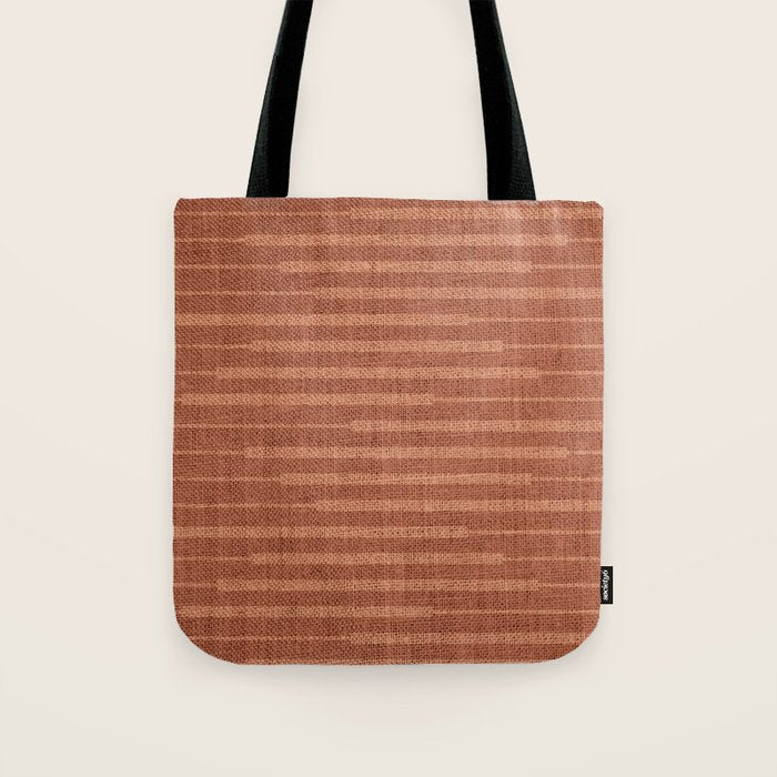 Burnt Orange, Boho Minimalist Stripes Tote Bag Gallery Image 1