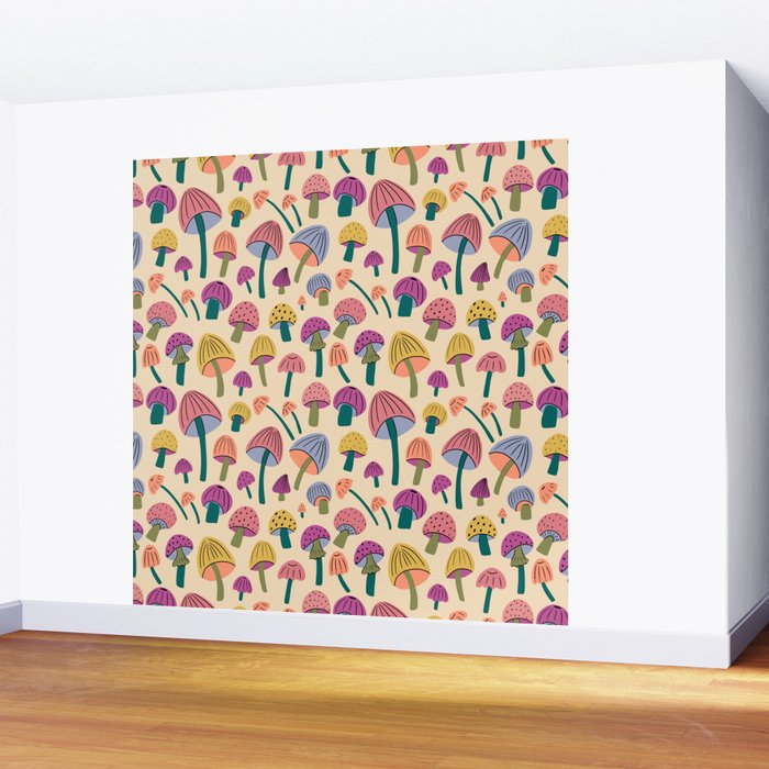 Retro Mushroom - pattern  Wall Mural Gallery Image 2