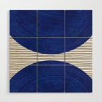 navy blue woodblock lines Wood Wall Art Gallery Image 1