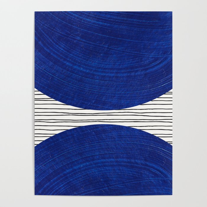 navy blue woodblock lines Poster Gallery Image 1
