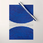 navy blue woodblock lines Wrapping Paper Gallery Image 1