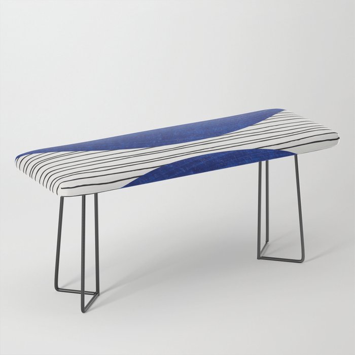 navy blue woodblock lines Bench Gallery Image 1