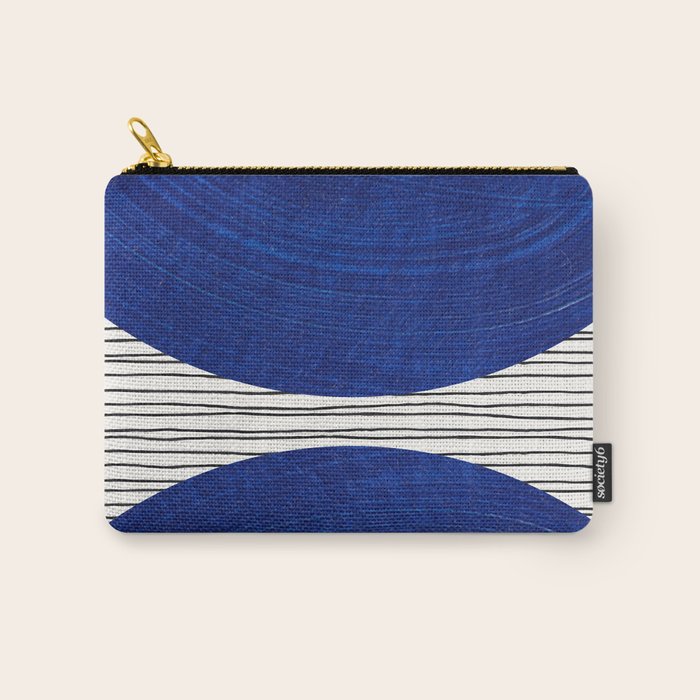 navy blue woodblock lines Carry All Pouch Gallery Image 1