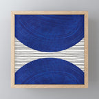 navy blue woodblock lines Mini Art Print Gallery Image 1