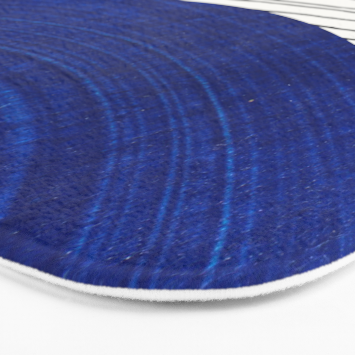 navy blue woodblock lines Bath Mat Gallery Image 3