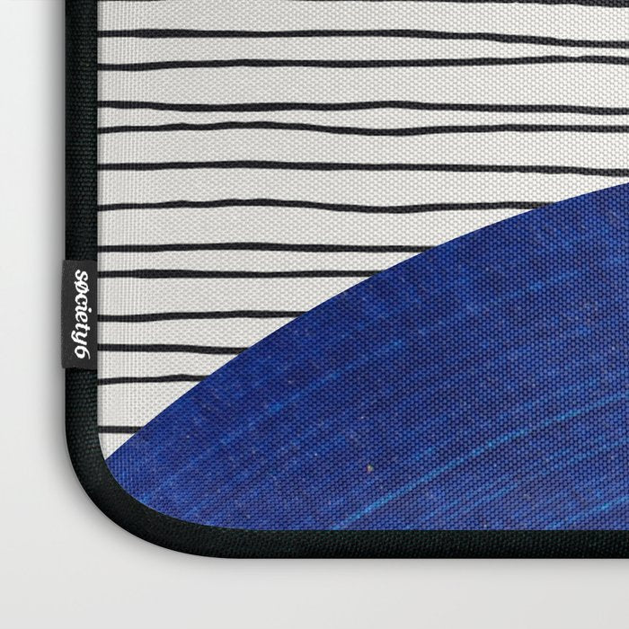 navy blue woodblock lines Laptop Sleeve Gallery Image 3