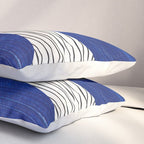 navy blue woodblock lines Pillow Sham Gallery Image 3