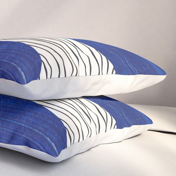 navy blue woodblock lines Pillow Sham Gallery Image 3