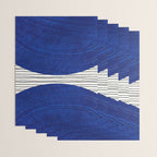 navy blue woodblock lines Wrapping Paper Gallery Image 3