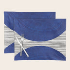 navy blue woodblock lines Placemat Gallery Image 1