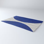 navy blue woodblock lines Rug Gallery Image 3