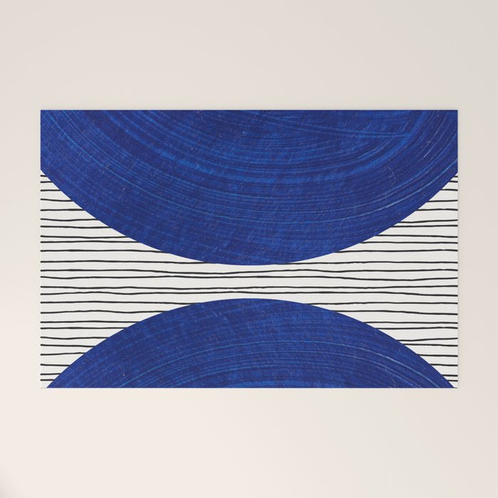 navy blue woodblock lines Welcome Mat Gallery Image 1