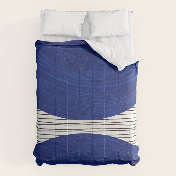 navy blue woodblock lines Comforter Gallery Image 1