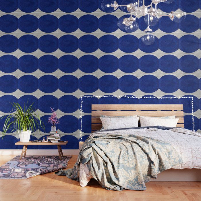 navy blue woodblock lines Wallpaper Gallery Image 3