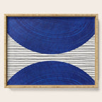 navy blue woodblock lines Serving Tray Gallery Image 1