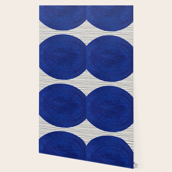 navy blue woodblock lines Wallpaper Gallery Image 2