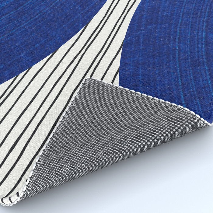 navy blue woodblock lines Rug Gallery Image 4