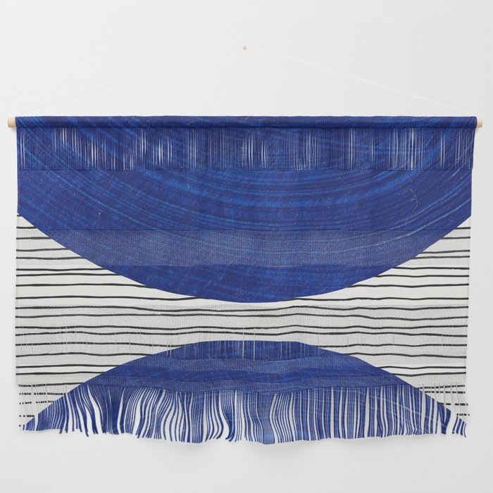 navy blue woodblock lines Wall Hanging Gallery Image 1