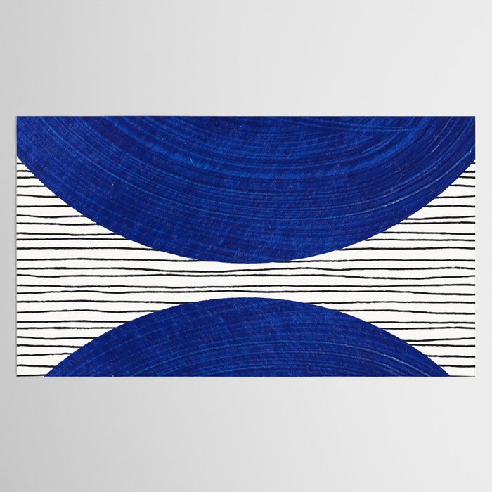 navy blue woodblock lines Tablecloth Gallery Image 2