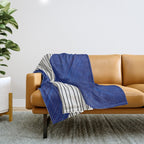 navy blue woodblock lines Throw Blanket Gallery Image 1