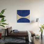 navy blue woodblock lines Wood Wall Art Gallery Image 2