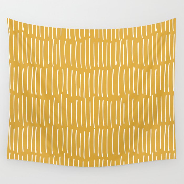 Yellow Abstract Line Art Wall Tapestry Gallery Image 4