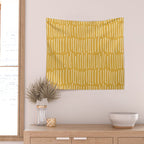Yellow Abstract Line Art Wall Tapestry Gallery Image 2