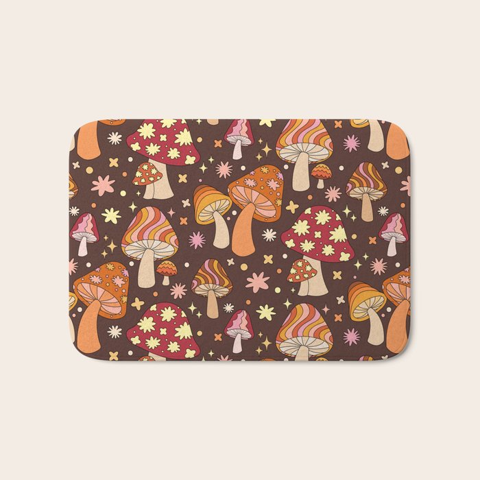 Magic Mushrooms in Brown Bath Mat Gallery Image 1
