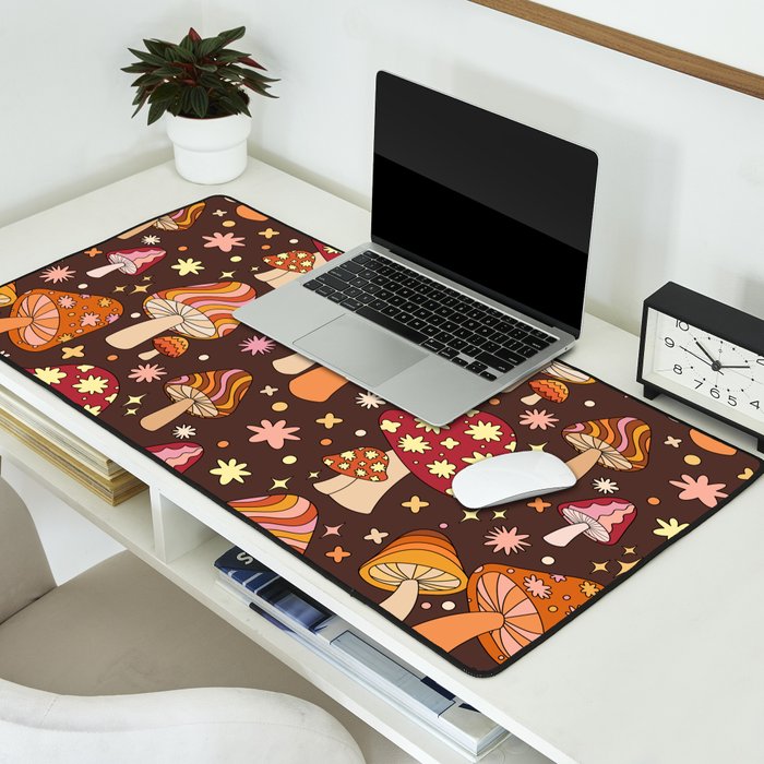 Magic Mushrooms in Brown Desk Mat Gallery Image 2