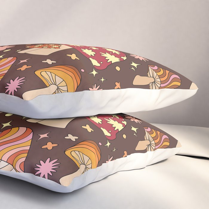 Magic Mushrooms in Brown Pillow Sham Gallery Image 3