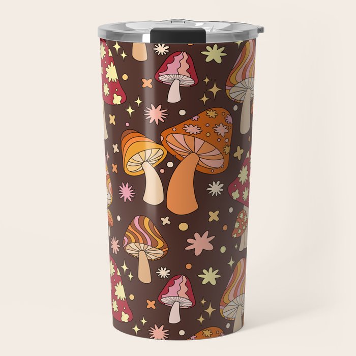 Magic Mushrooms in Brown Travel Mug Gallery Image 1