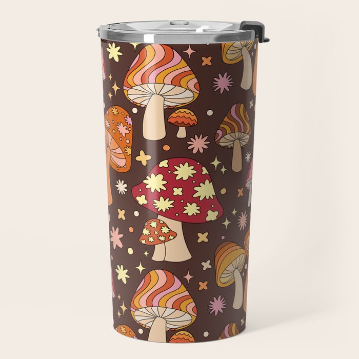 Magic Mushrooms in Brown Travel Mug Gallery Image 2
