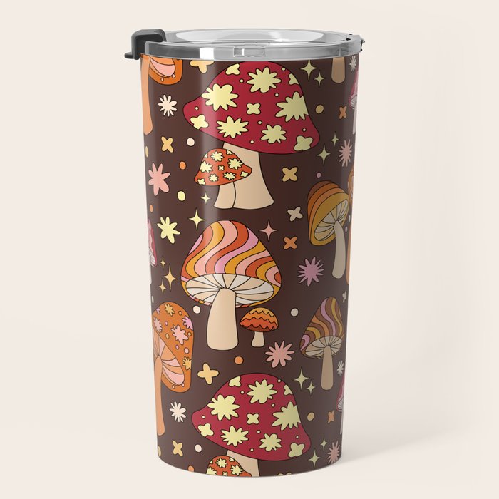 Magic Mushrooms in Brown Travel Mug Gallery Image 3