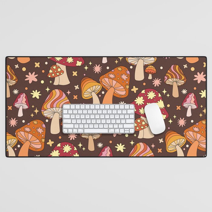 Magic Mushrooms in Brown Desk Mat Gallery Image 1
