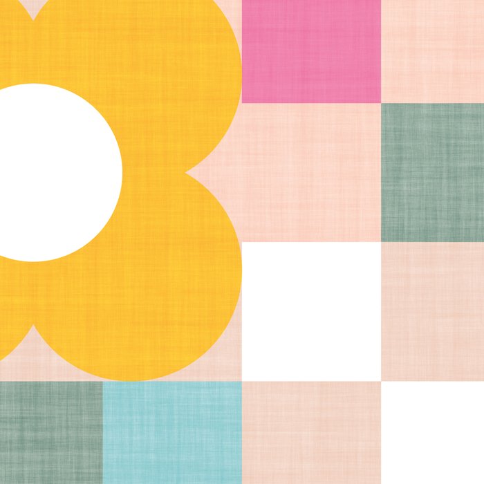 Retro Flowers on playful checks Coffee Mug Gallery Image 2