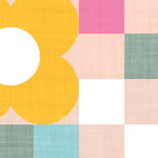 Retro Flowers on playful checks Coffee Mug Gallery Image 2