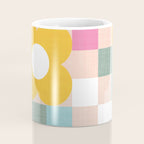 Retro Flowers on playful checks Coffee Mug Gallery Image 4