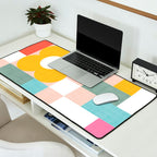 Retro Flowers on playful checks Desk Mat Gallery Image 2