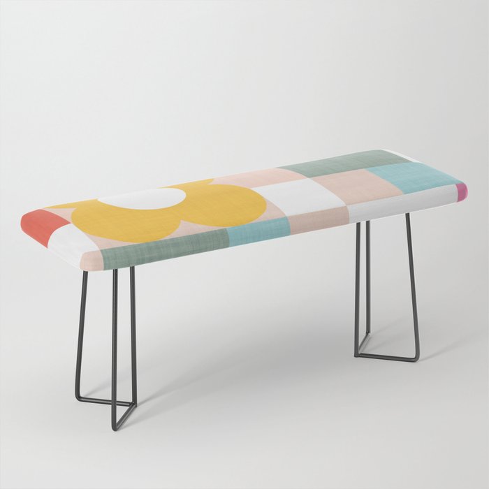 Retro Flowers on playful checks Bench Gallery Image 1