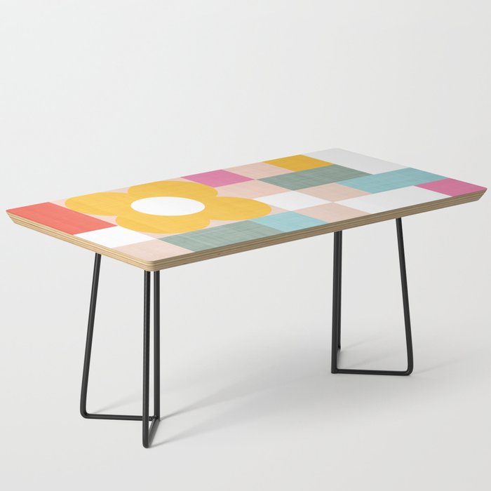 Retro Flowers on playful checks Coffee Table Gallery Image 1