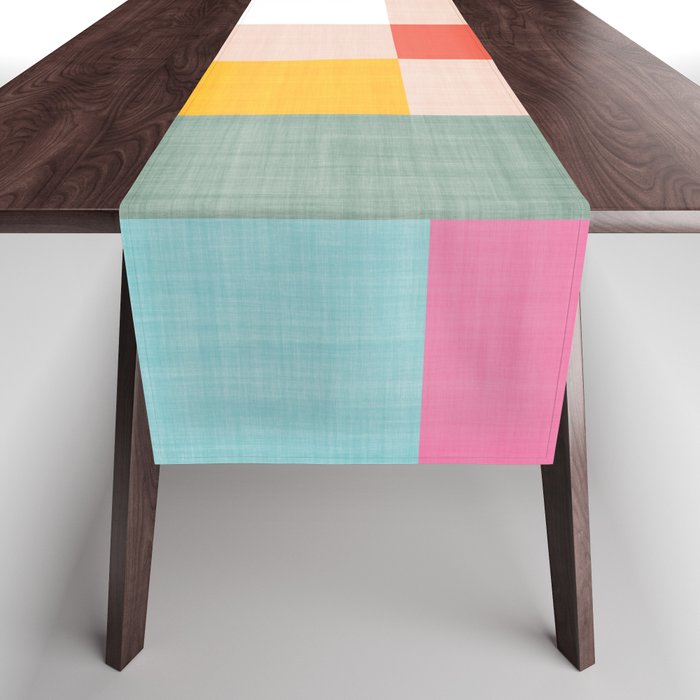 Retro Flowers on playful checks Table Runner Gallery Image 1